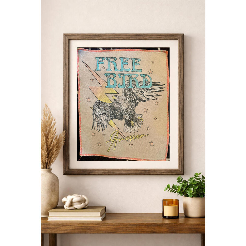 two face threads free bird biggie patch custom retro wall art decor upcycled